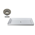 Westbrass Shower Pan 72 x 36 3-Wall W/ Center Plastic  Drain W/ Modern Cross Grid in Satin Nickel HPG7236WHP-07